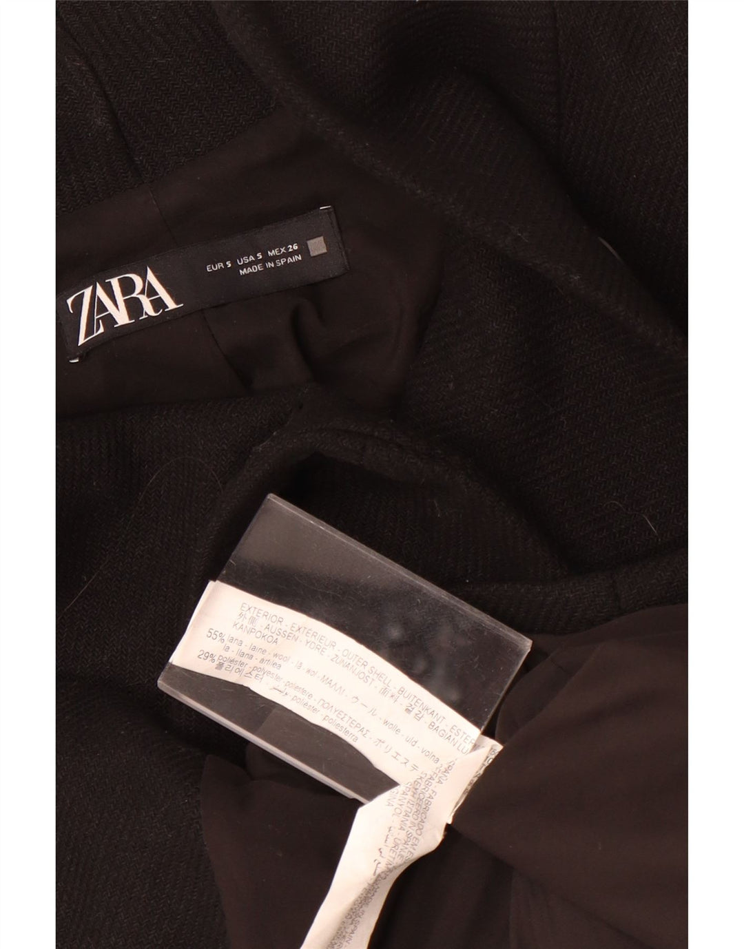Zara ženski preveliki kaput UK 10 Mala crna vuna
