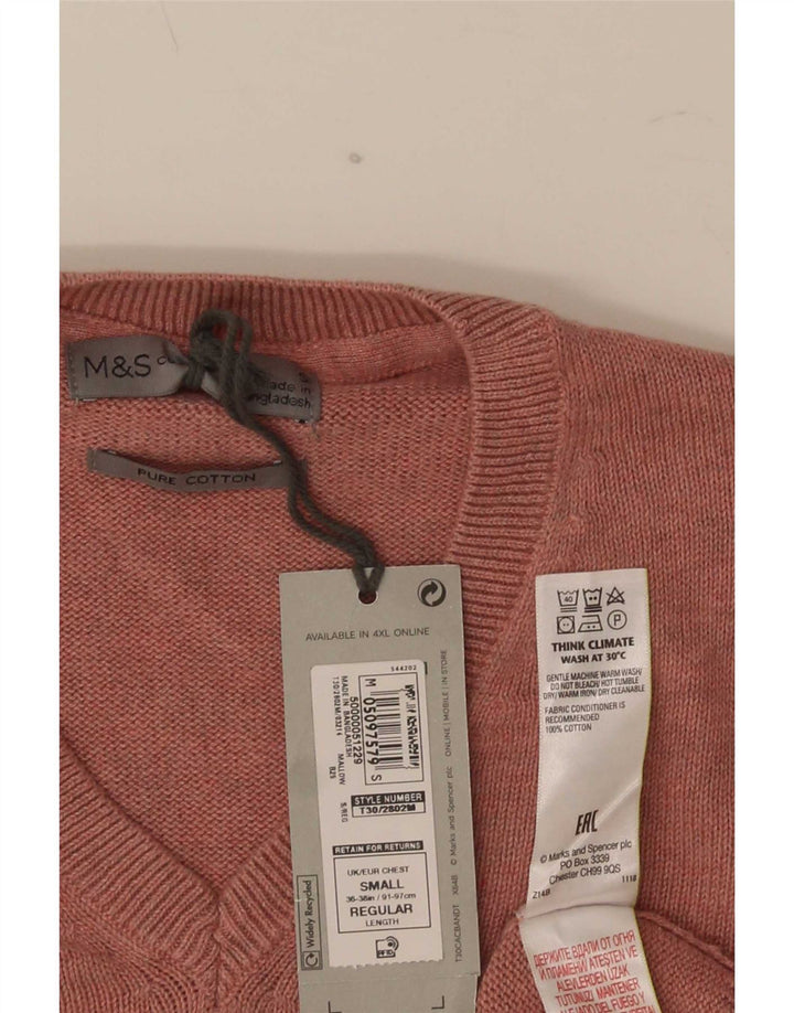 Marks & Spencer muški pulover s V-izrezom, mali ružičasti pamuk