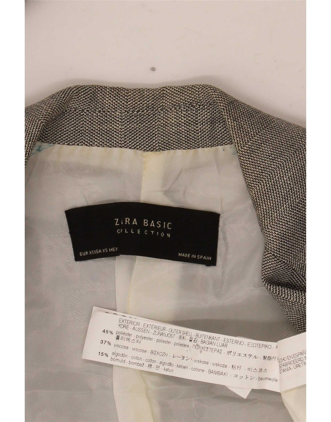 Zara ženski sako sa 1 gumbom UK 6 XS sivi Chevron poliester