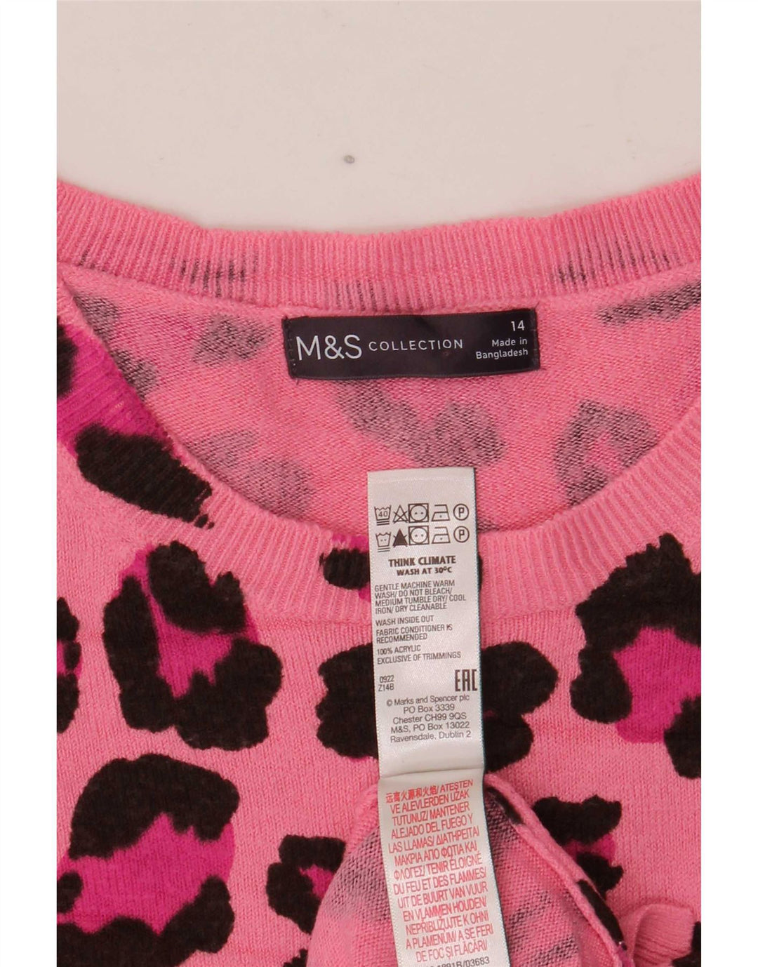 Marks & Spencer ženski džemper s okruglim izrezom UK 14 srednje ružičasta