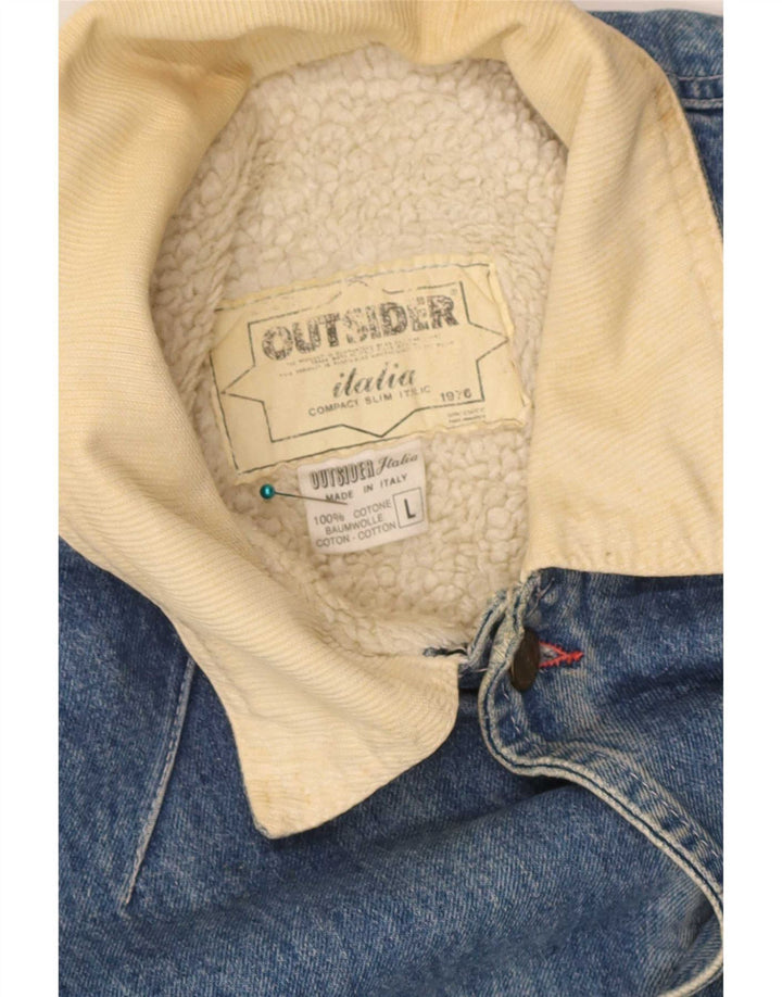 Outsider Mens Sherpa traper jakna UK 40 Large Blue Cotton
