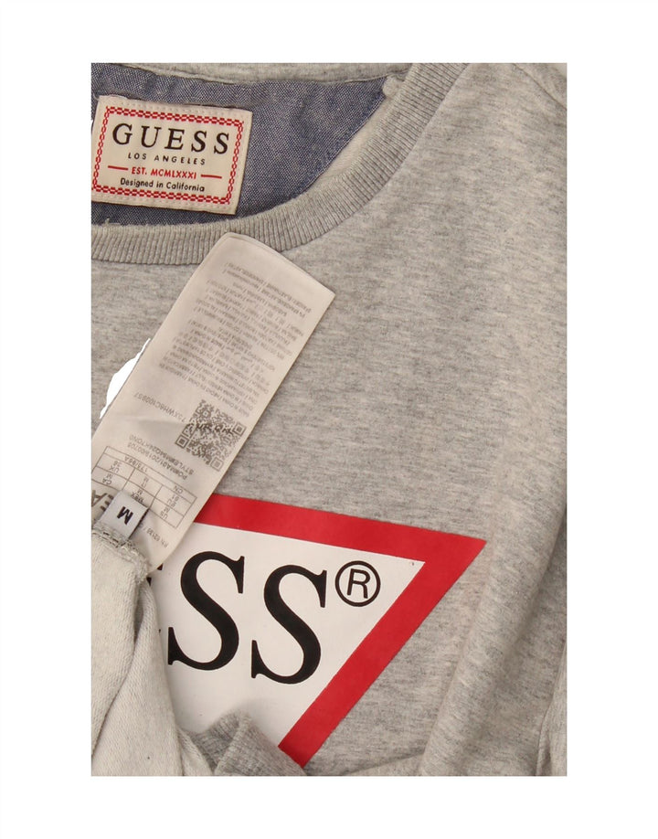 GUESS Womens Graphic Sweatshirt Jumper UK 14 Medium Grey Cotton Vintage Guess and Second-Hand Guess from Messina Hembry 