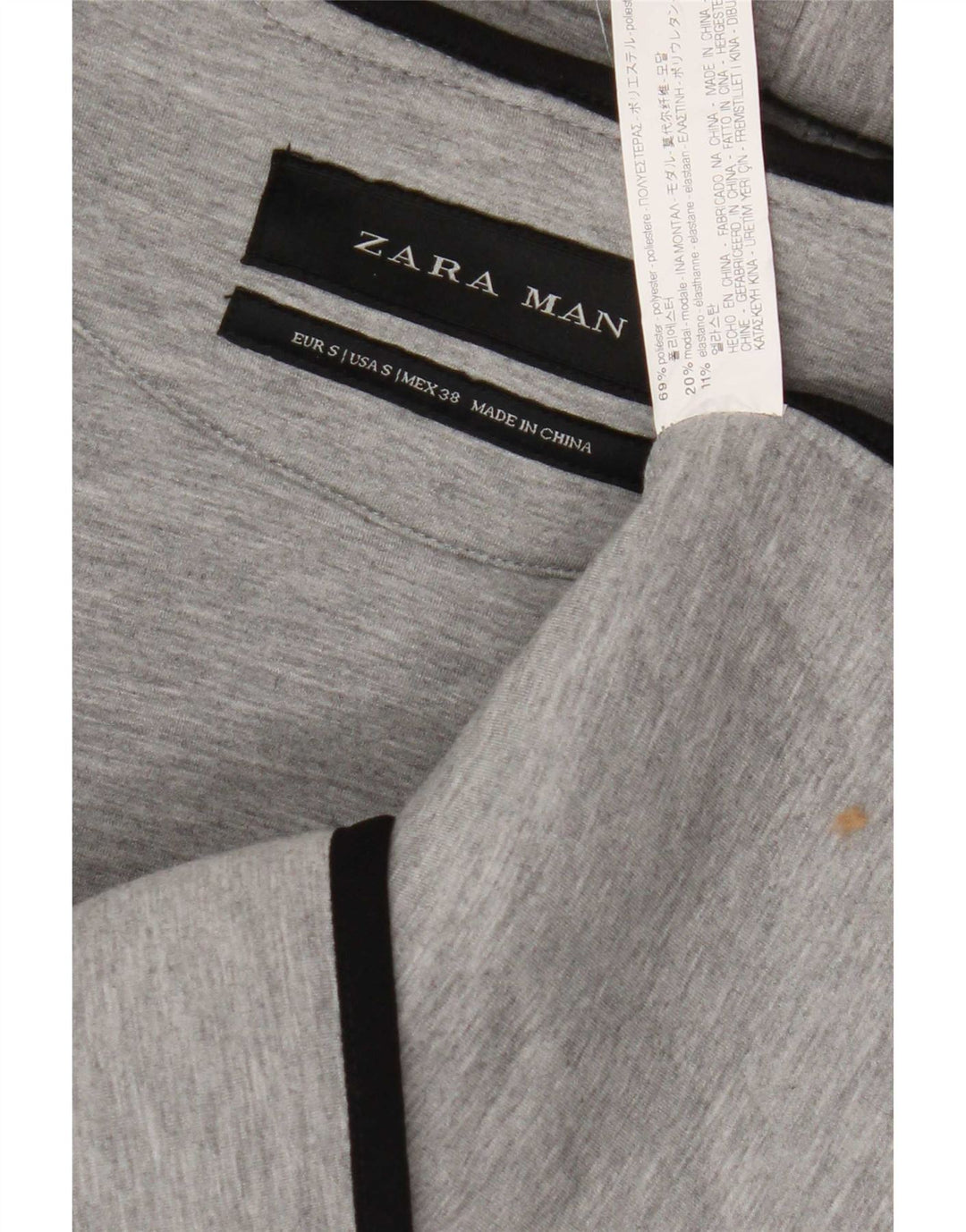 Zara muška majica s kapuljačom bez rukava, mali sivi poliester
