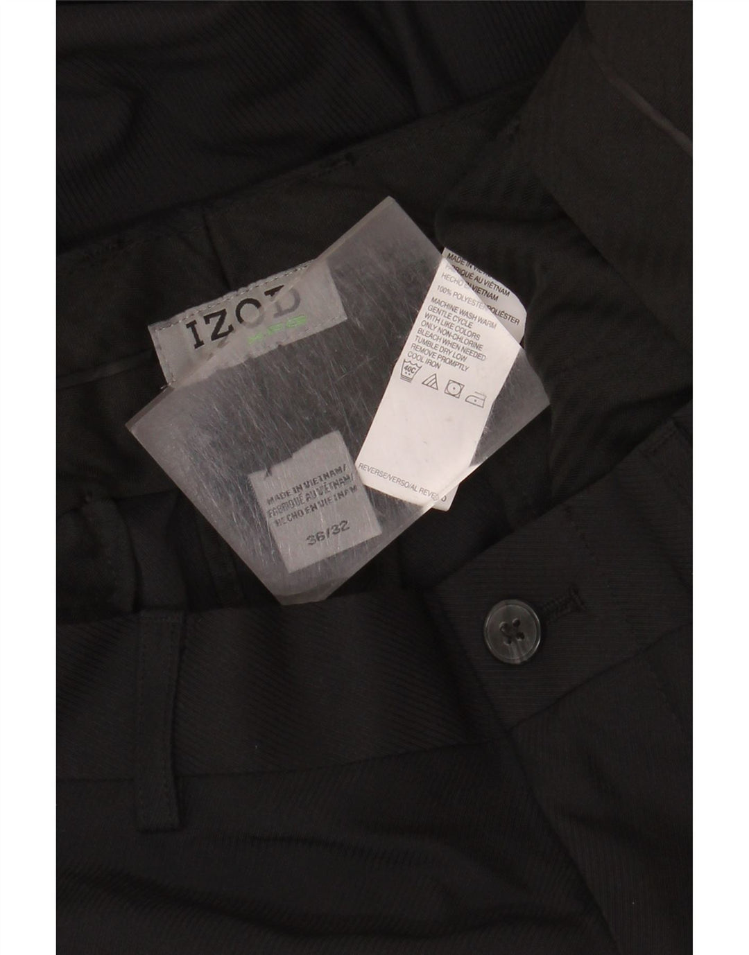 Izod muške ravne ležerne hlače W36 L32 crni poliester