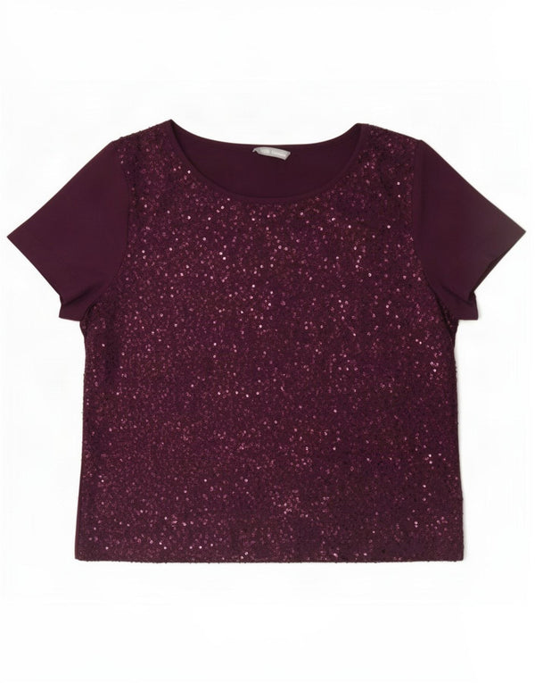 Marks & Spencer Ženska bluza sa šljokicama UK 14 Large Bordo