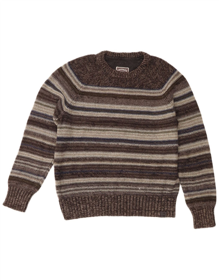 Fat Face muški džemper s okruglim izrezom, pamuk na srednje sive pruge