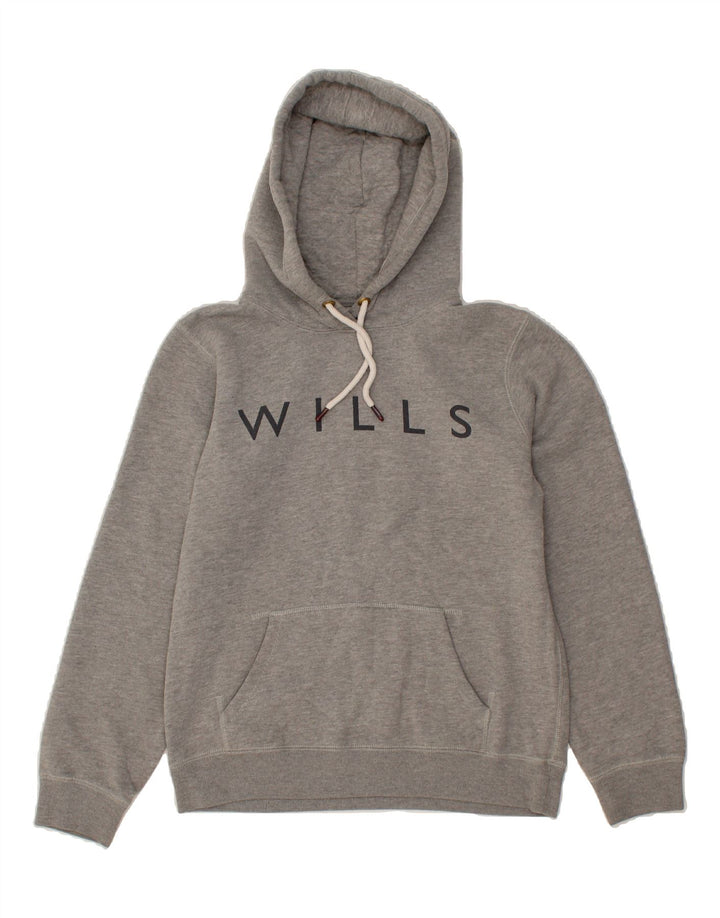 JACK WILLS Womens Graphic Hoodie Jumper UK 12 Medium Grey Vintage Jack Wills and Second-Hand Jack Wills from Messina Hembry 