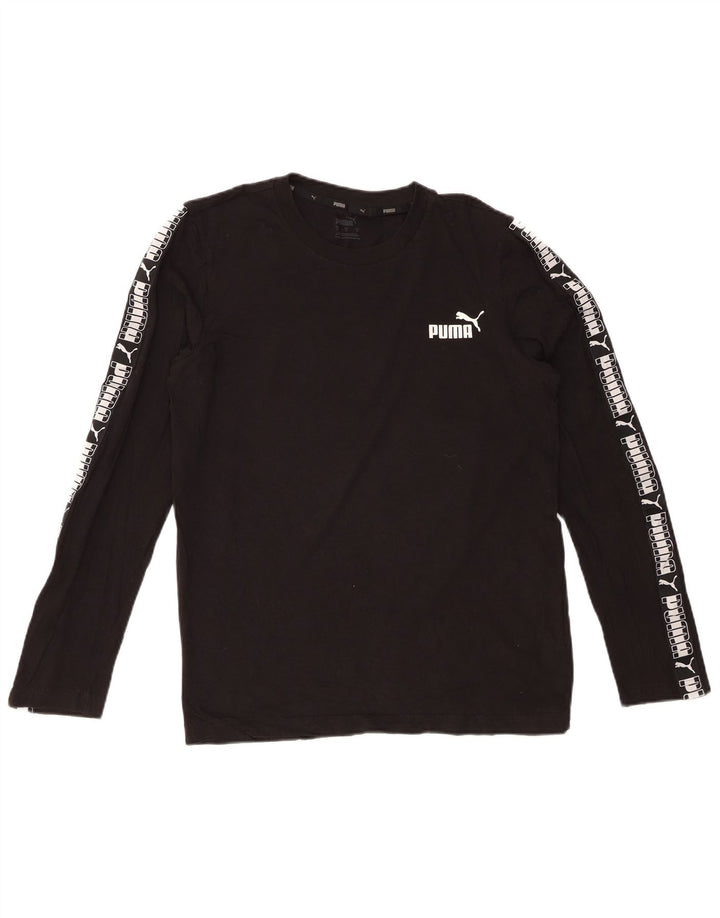 PUMA muška majica dugih rukava s grafikama, mala, crna pamučna