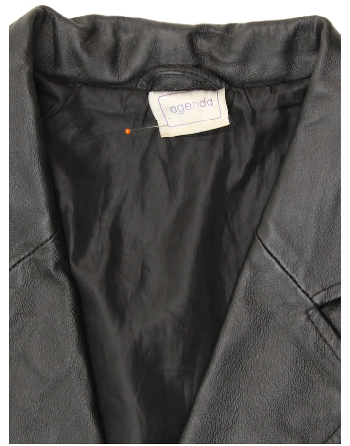 Agenda Ženska kožna jakna sako s 3 gumba UK 24 4XL crna koža