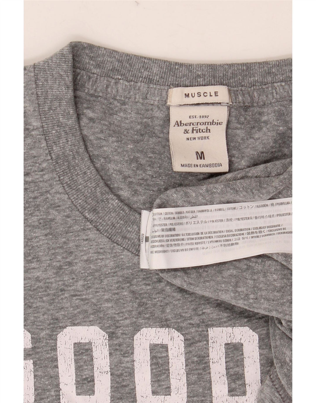 Abercrombie & Fitch muška majica kratkih rukava s grafičkim motivima, srednji sivi pamuk