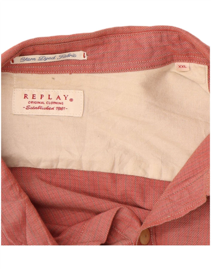 REPLAY muška košulja 2XL, crveni karirani pamuk