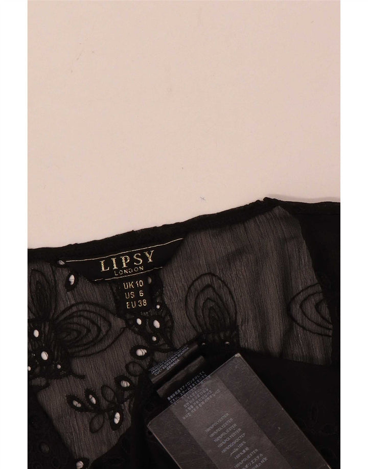 Lipsy Ženska košulja bluza UK 10 Mali crni cvjetni poliester