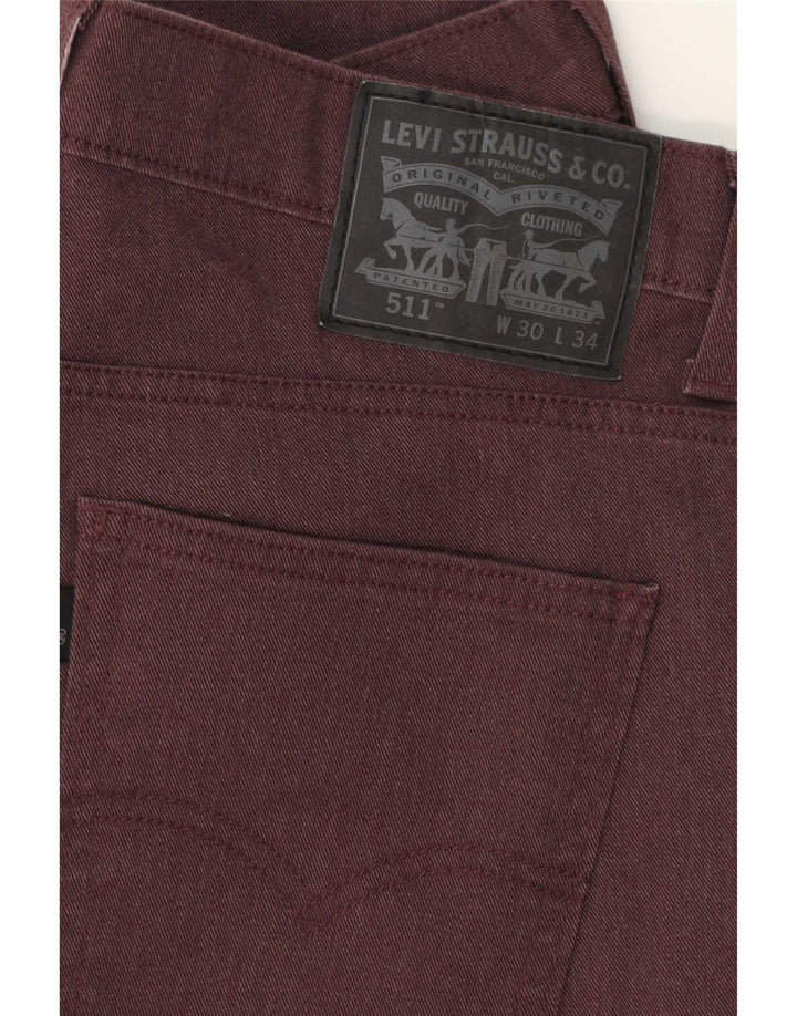 Levi's muške 511 uske traperice W30 L30 Bordo pamuk