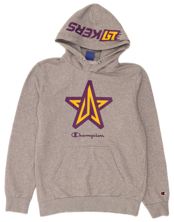 Champion muška majica s kapuljačom s grafičkim motivima Los Angeles Lakers srednje sive boje