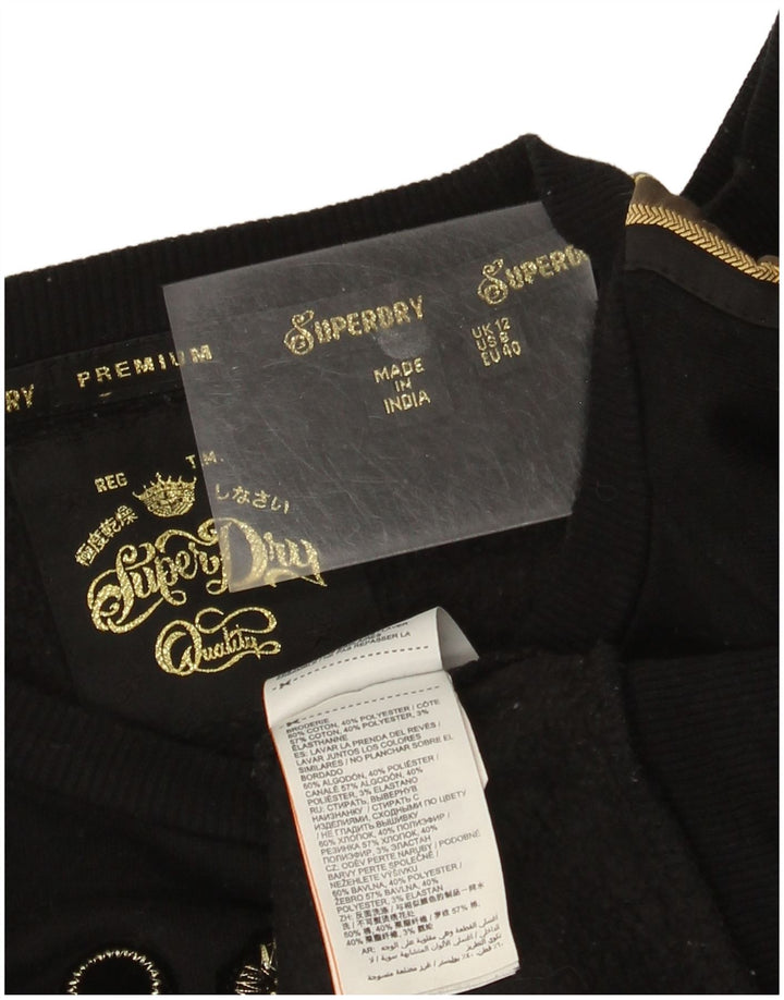 Superdry ženski džemper s grafičkim motivima UK 12 srednje crni pamuk