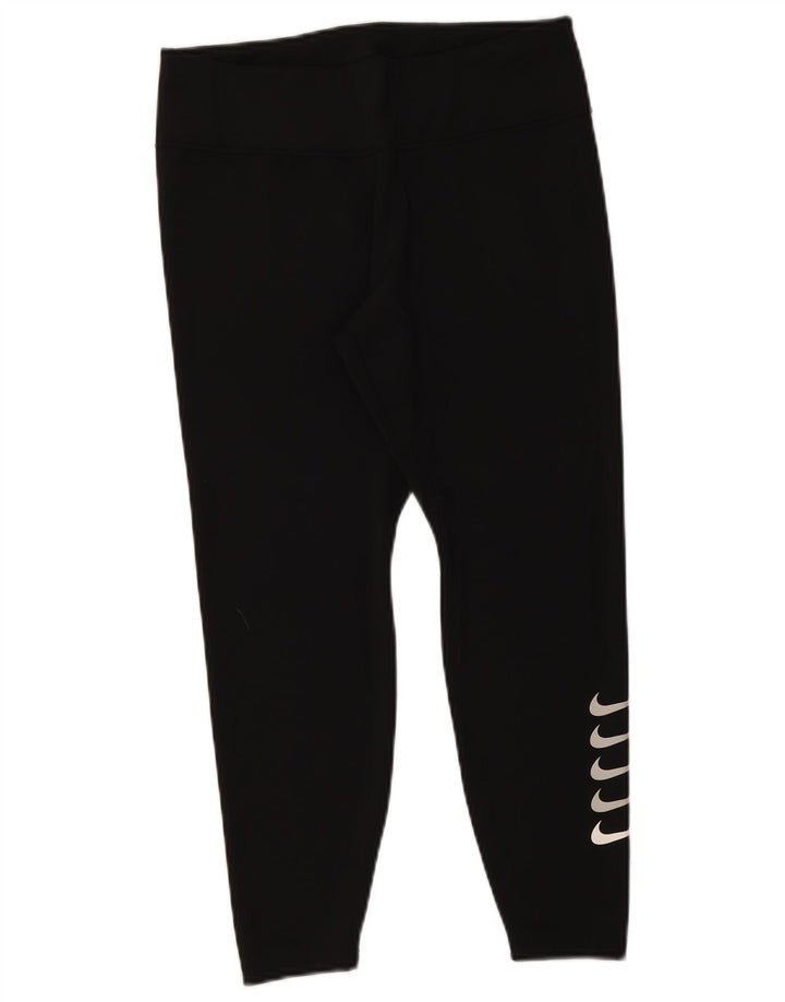 Nike Ženske Dri Fit Graphic Crop Leggings UK 14 Veliki crni poliester