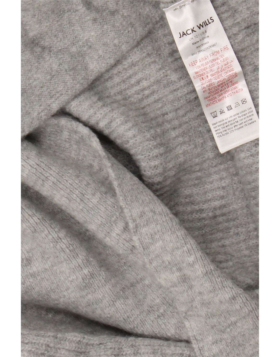 Jack Wills ženski prekomjerni dugi kardigan pulover UK 12 srednje sivi