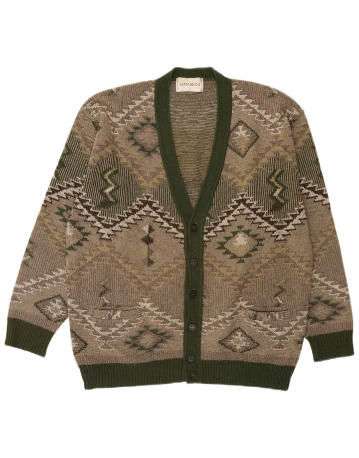 Vintage muški kardigan pulover velike zelene geometrijske vune
