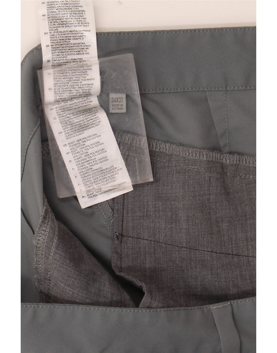 ADIDAS muške uske chino hlače W34 L32 sivi poliester