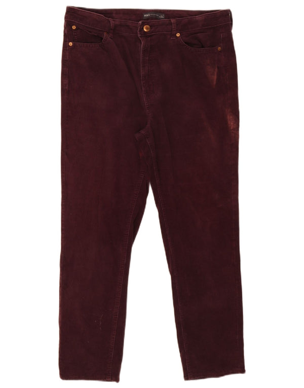 Marks & Spencer muške uske hlače od samta UK 16 Large W36 L25 Bordo