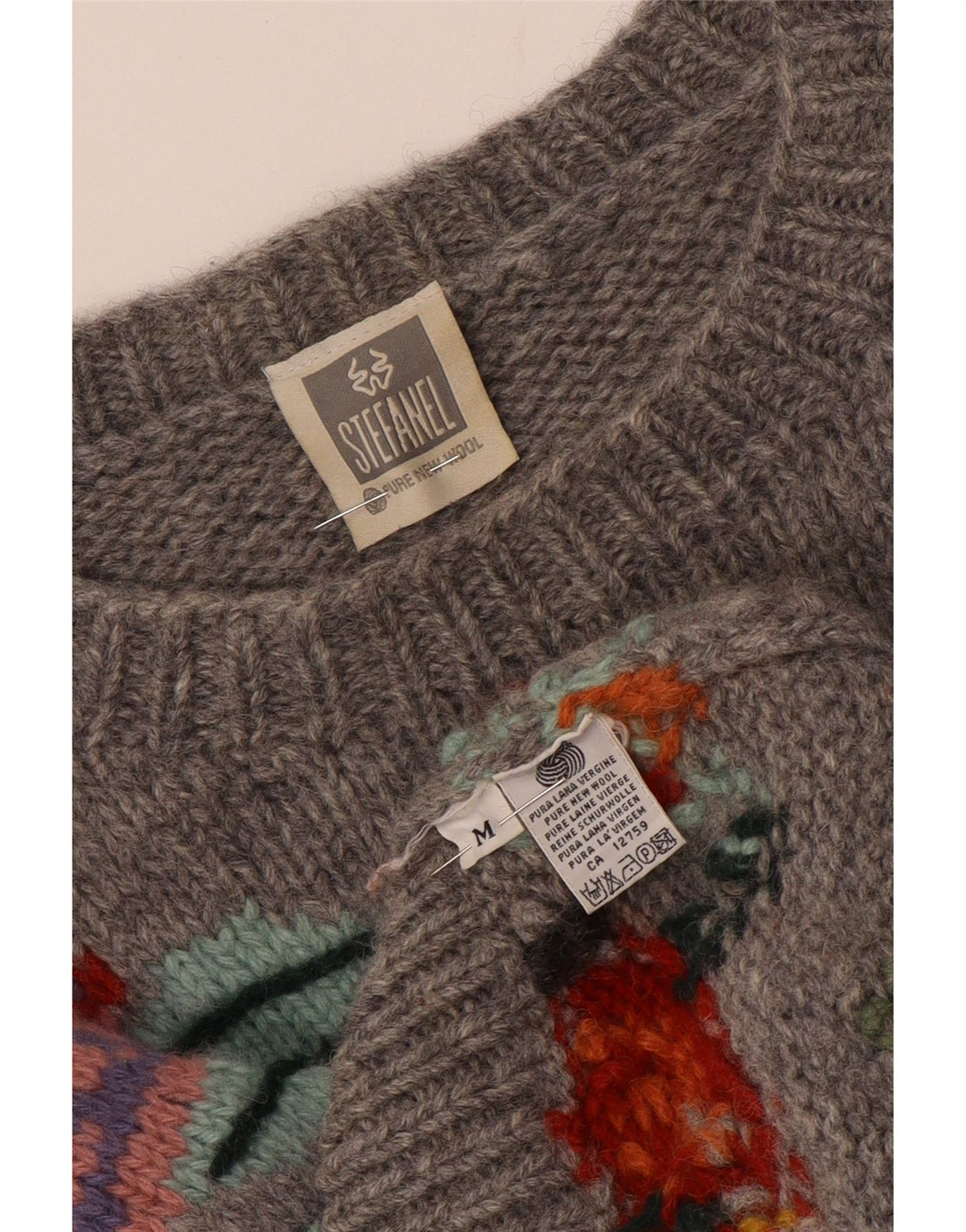 STEFANEL ženski džemper s morskim izrezom UK 14 Srednje sivi cvjetni