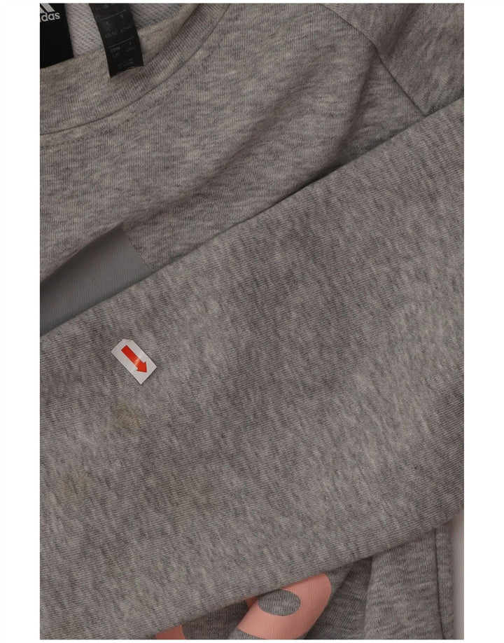 ADIDAS ženski džemper s grafičkim motivima UK 14/16 Veliki sivi pamuk