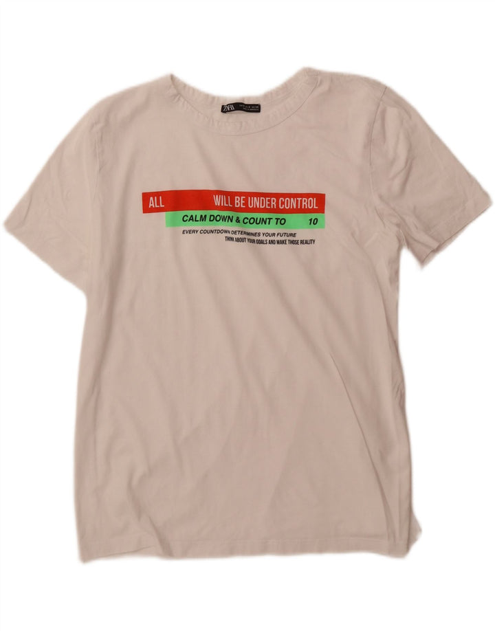 ZARA Womens Graphic T-Shirt Top UK 10 Small White