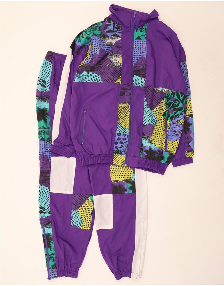 Vintage ženska trenirka širokog kroja UK 16 Large Purple Patchwork