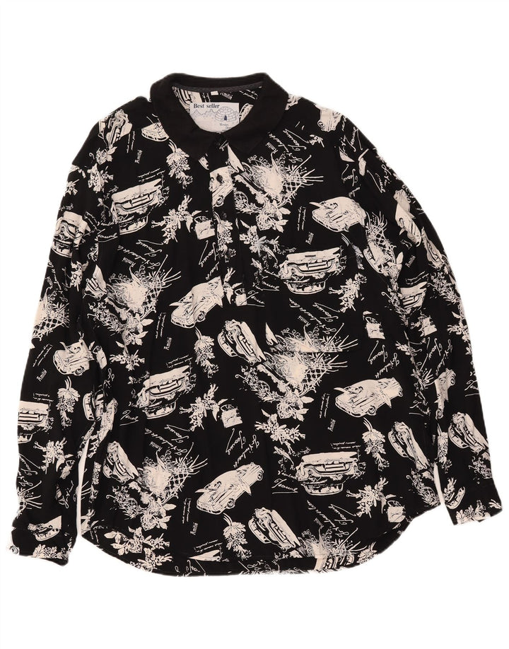 VINTAGE muška pulover majica s grafičkim motivima srednje crna