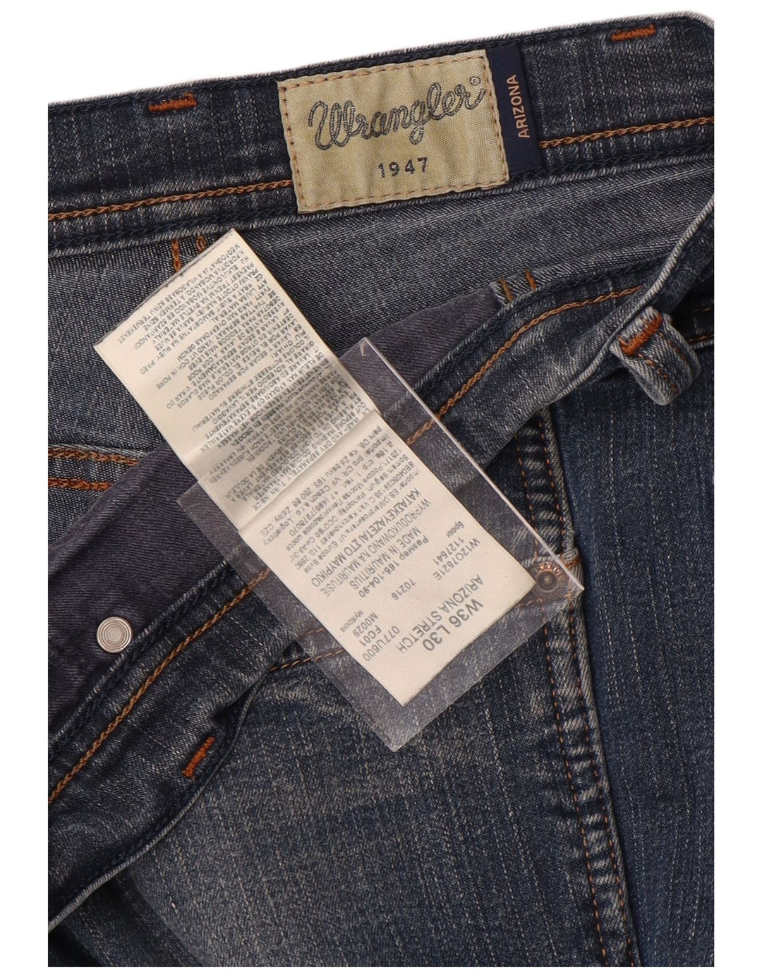 WRANGLER Muške rastezljive ravne traperice Arizona W36 L30 plavi pamuk