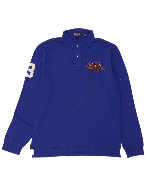 Polo Ralph Lauren velika plava pamučna muška majica dugih rukava prilagođenog kroja