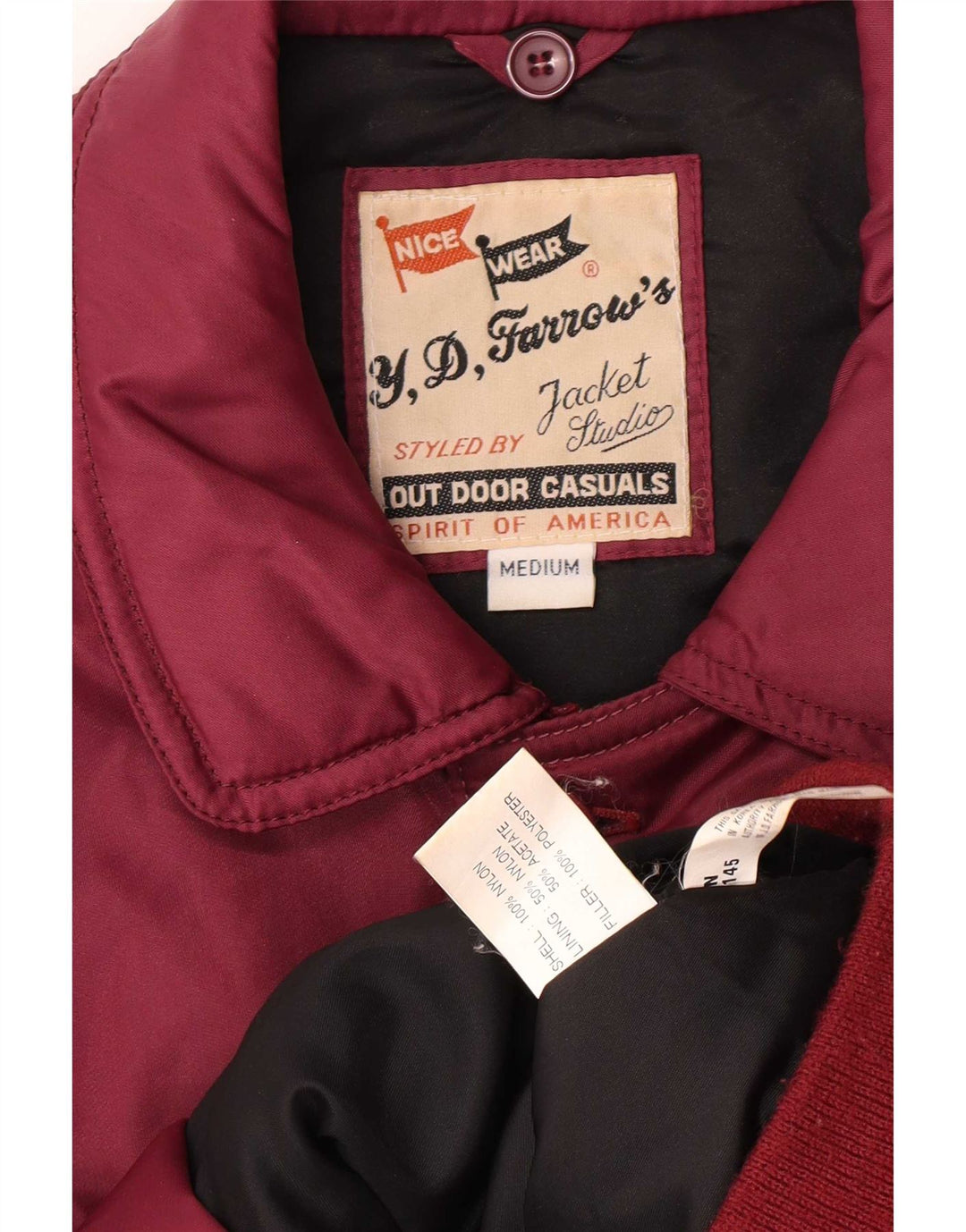Vintage muška podstavljena bomber jakna UK 38, srednji bordo najlon