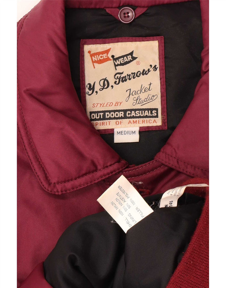 Vintage muška podstavljena bomber jakna UK 38, srednji bordo najlon