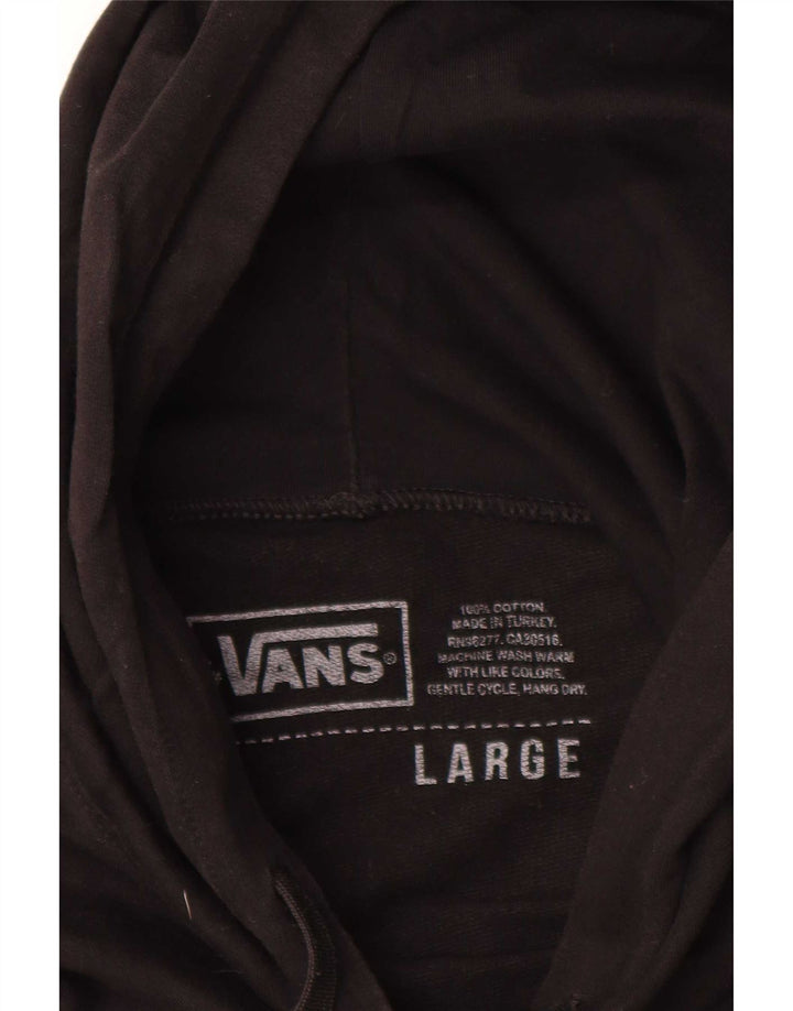 Veliki crni pamučni džemper s kapuljačom Vans s grafičkim motivima