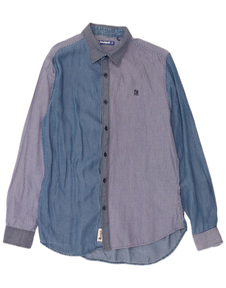 Desigual muška košulja Large Blue Patchwork Lyocell