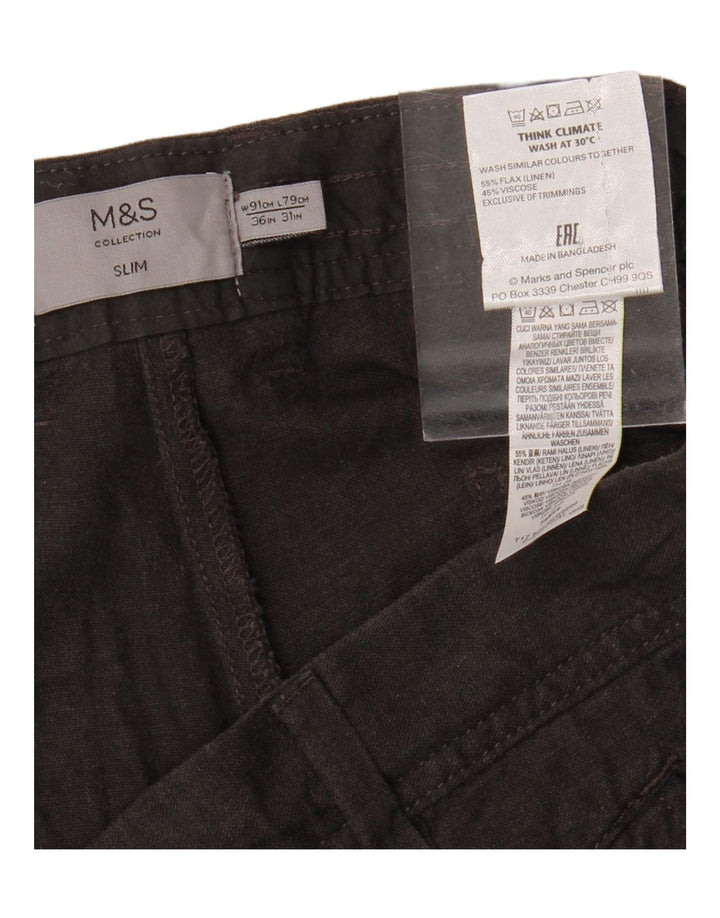 MARKS & SPENCER Muške uske chino hlače W36 L25 sivi lan