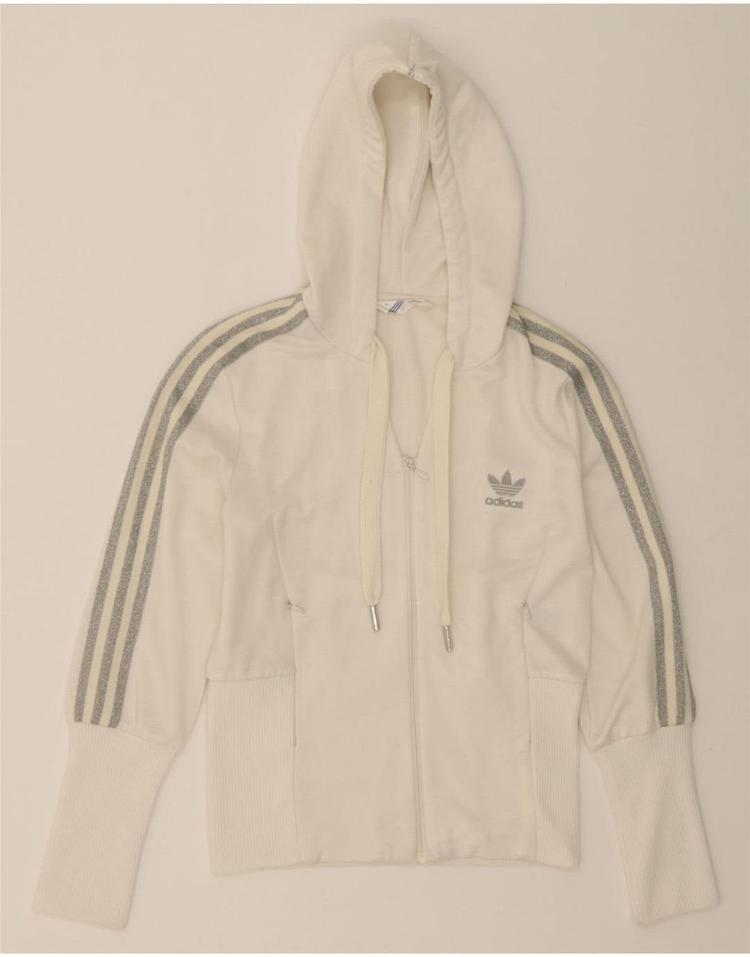 ADIDAS Womens Zip Hoodie Sweater IT 46 Large White Polyester Vintage Adidas and Second-Hand Adidas from Messina Hembry 