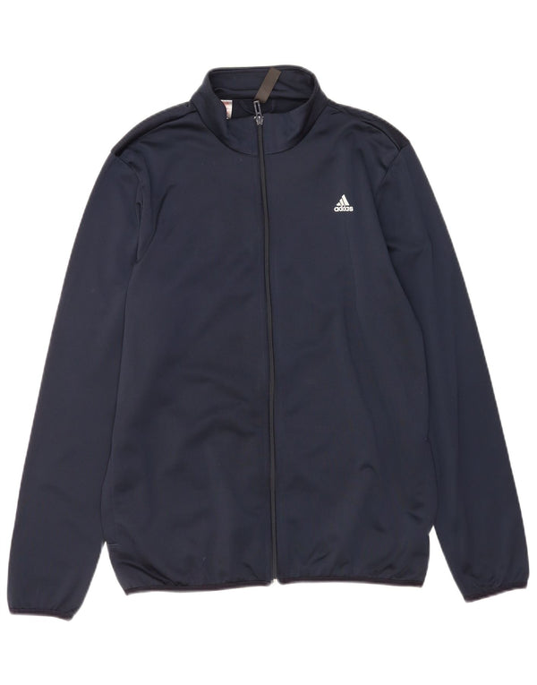 Gornja jakna od trenirke Adidas za dječake 15-16 godina tamnoplava poliester