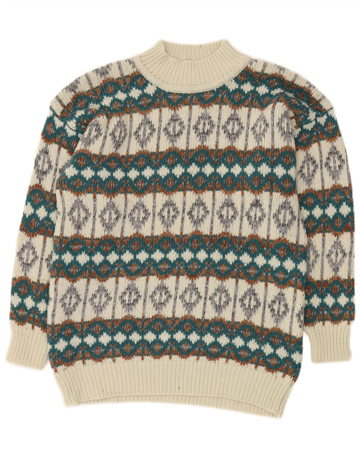 VINTAGE muški džemper s kornjačičastim ovratnikom Srednje bijeli Fair Isle