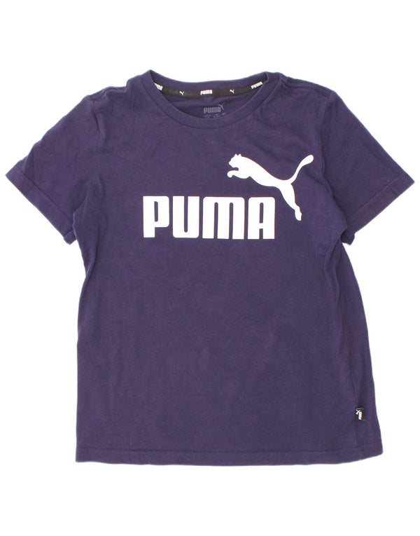 Puma Boys Graphic T-Shirt Top 9-10 Years Navy Blue Pamuk