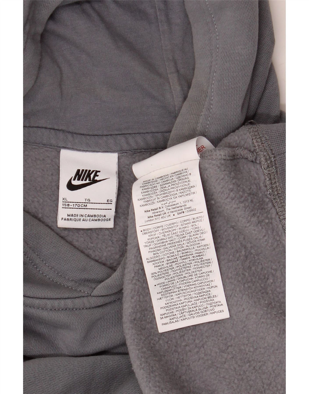 NIKE Boys Graphic Hoodie Džemper 13-14 godina XL sivi pamuk