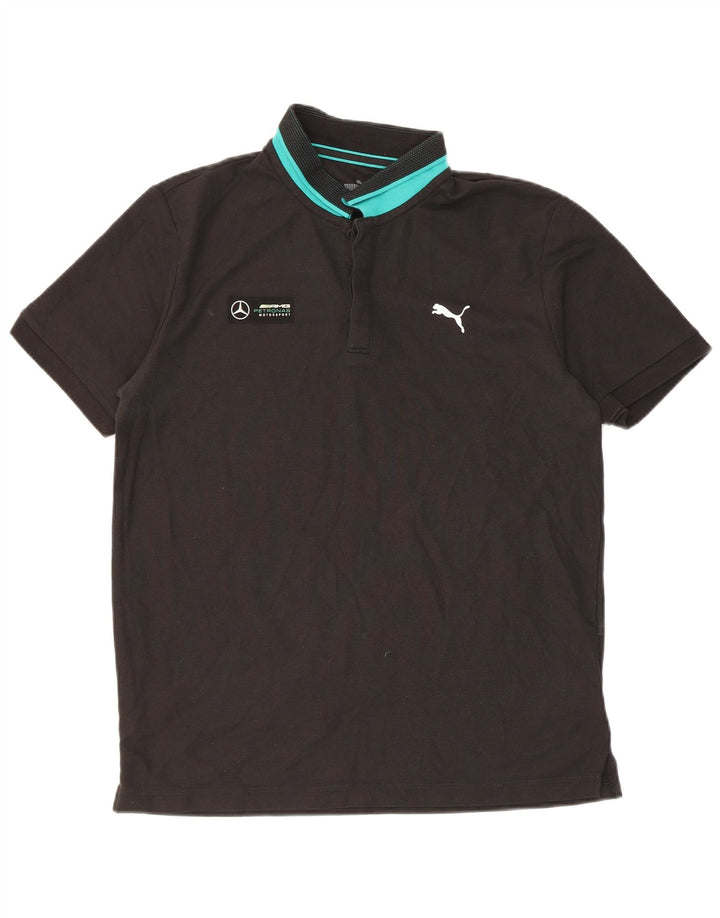 Puma muška polo majica srednje crne boje, pamuk