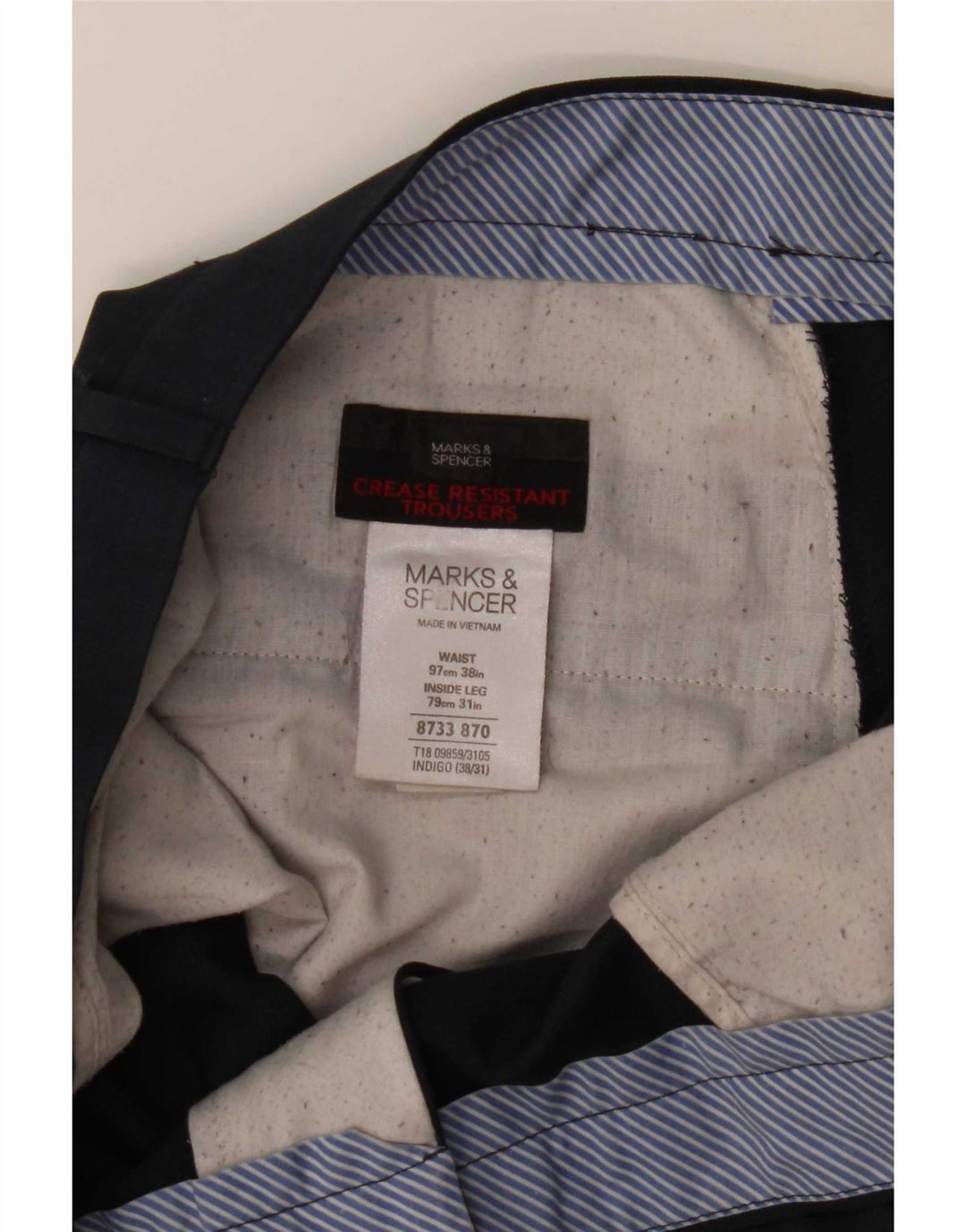 Marks & Spencer muške hlače ravnog odijela W38 L31 tamnoplavi poliester