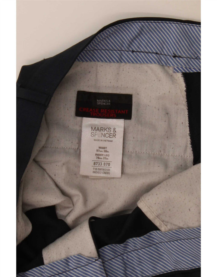 Marks & Spencer muške hlače ravnog odijela W38 L31 tamnoplavi poliester