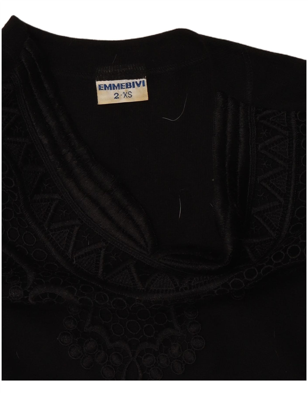 Vintage ženski bodi dugih rukava UK 2 2XS crna djevičanska vuna