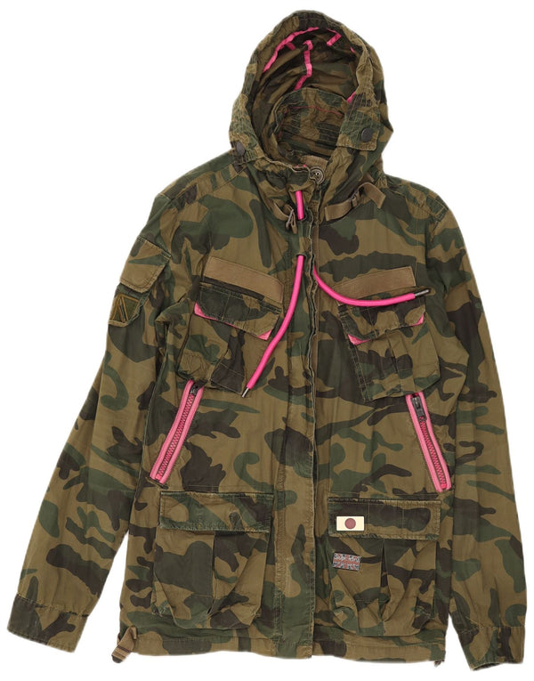 Superdry ženska jakna s kapuljačom UK 16 Large kaki kamuflažna