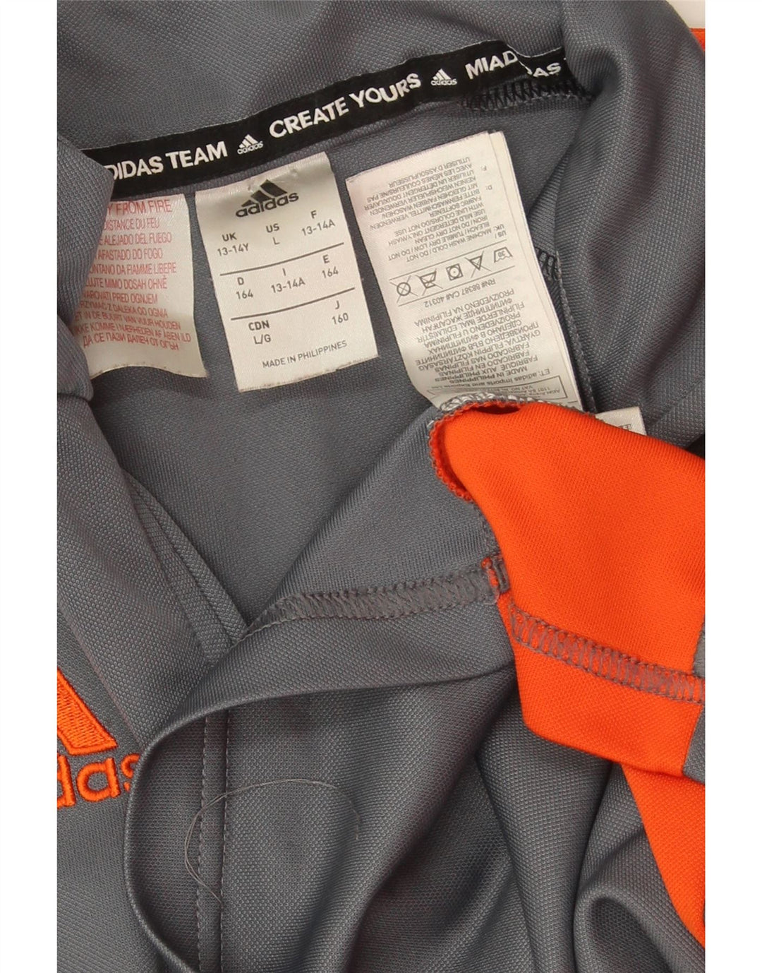 ADIDAS Boys Climalite Pullover Tracksuit Top 13-14 Years Grey Colourblock Vintage Adidas and Second-Hand Adidas from Messina Hembry 