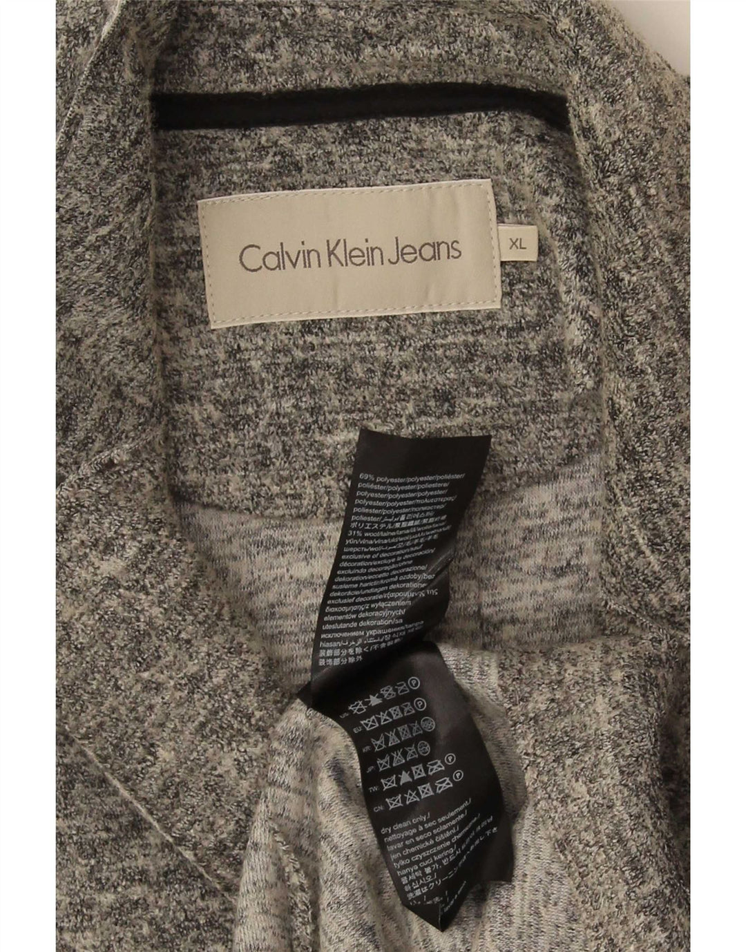 Calvin Klein Jeans ženski gornji kaput UK 18 XL sivi flekasti poliester