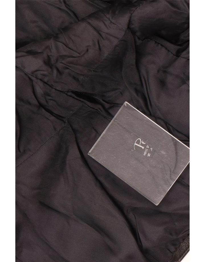 VINTAGE ženska kožna jakna UK 16 Velika crna kožna cvjetna jakna