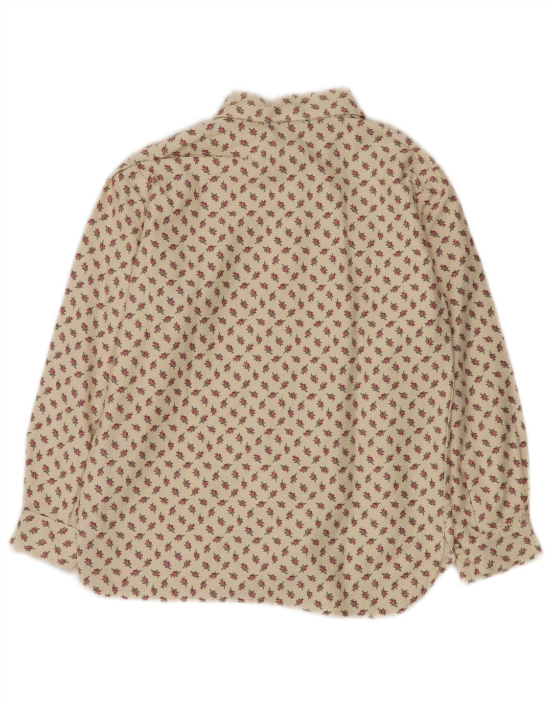 VINTAGE Ženska košulja bluza UK 10 Mala bež cvjetna pamuk